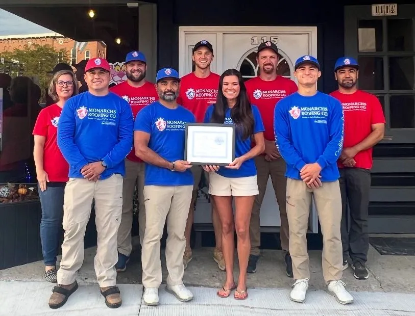 The Monarchs Roofing Co. team outside their Marysville office